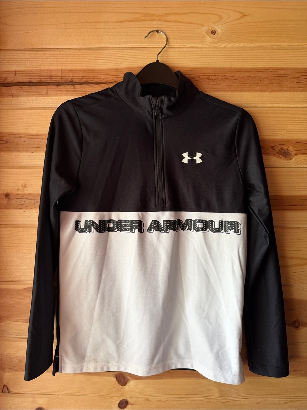 Under Armour Black and White Quarter-Zip Performance Top